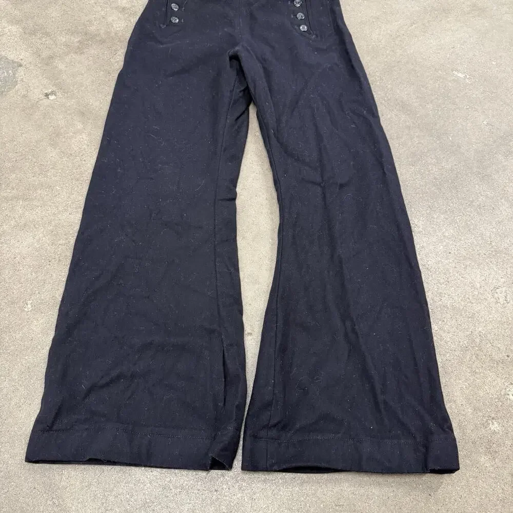 VINTAGE 60s WOOL U.S NAVY SAILOR WW2 BUTTON FRONT BELL BOTTOM PANTS SIZE 28x28.5